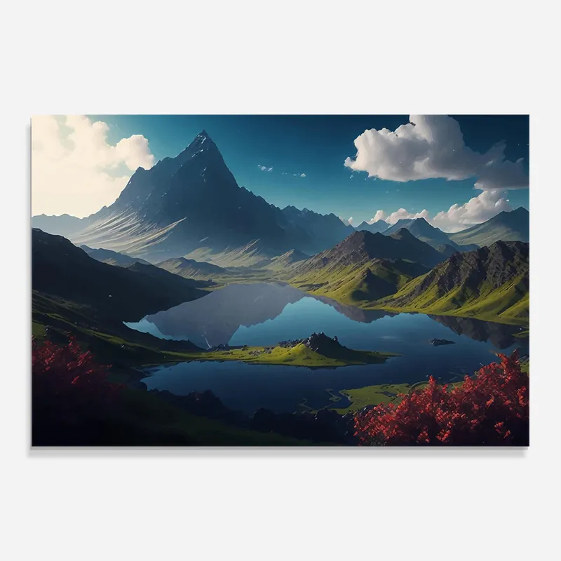 Kostenfreie Lieferung Glasbild Red Flower Lake