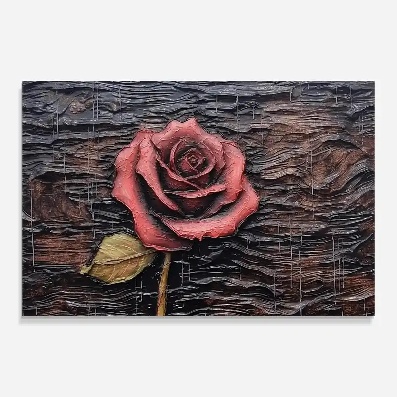 Nur Für Kurze Zeit Glasbild Red Rose On Wood