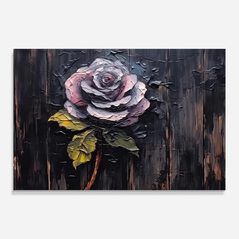 Kracherpreis Glasbild Purple Rose On Wood