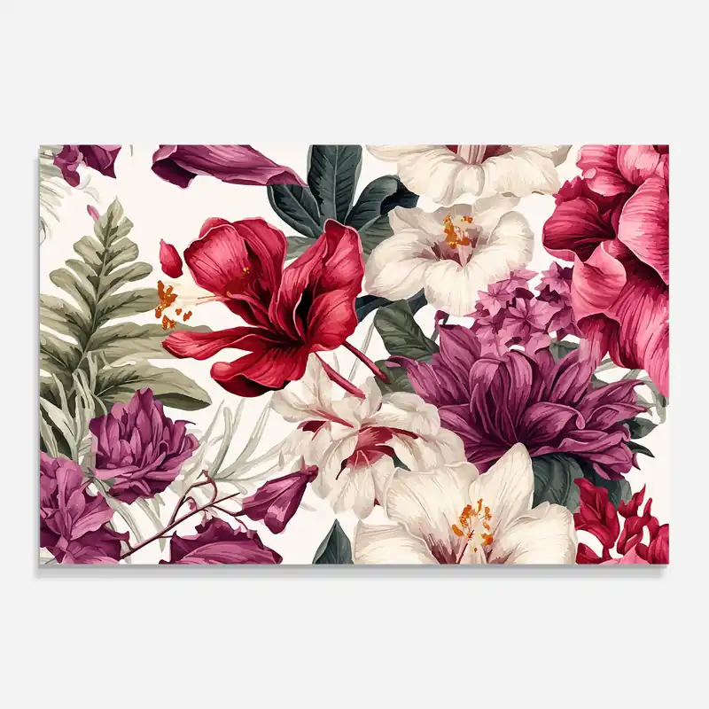 Neu Glasbild Red Wild Flowers