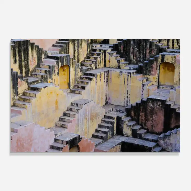 Abverkauf Glasbild Old Yellow Stairs