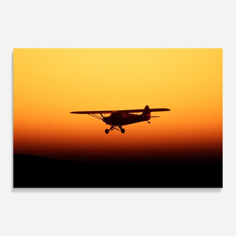 Glasbild Sunset Plane Sichere Zahlung