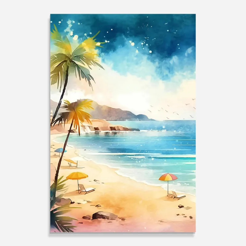 Glasbild Umbrellas Beach Art Meistverkauft