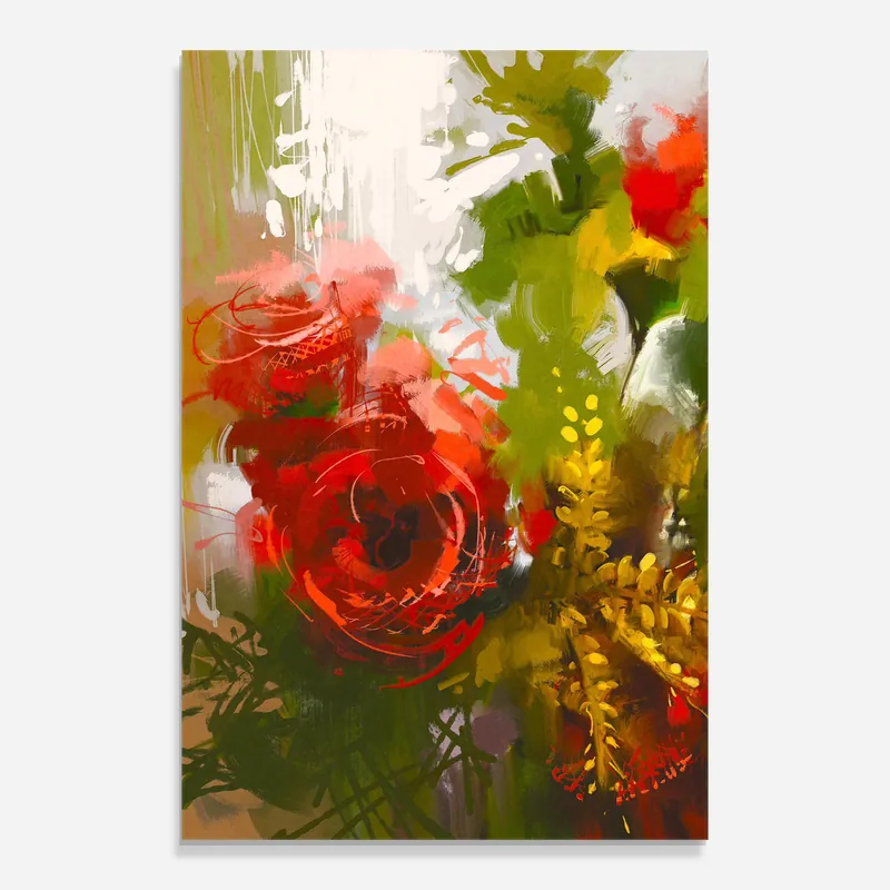 Schneller Versand Glasbild Red Rose Painting