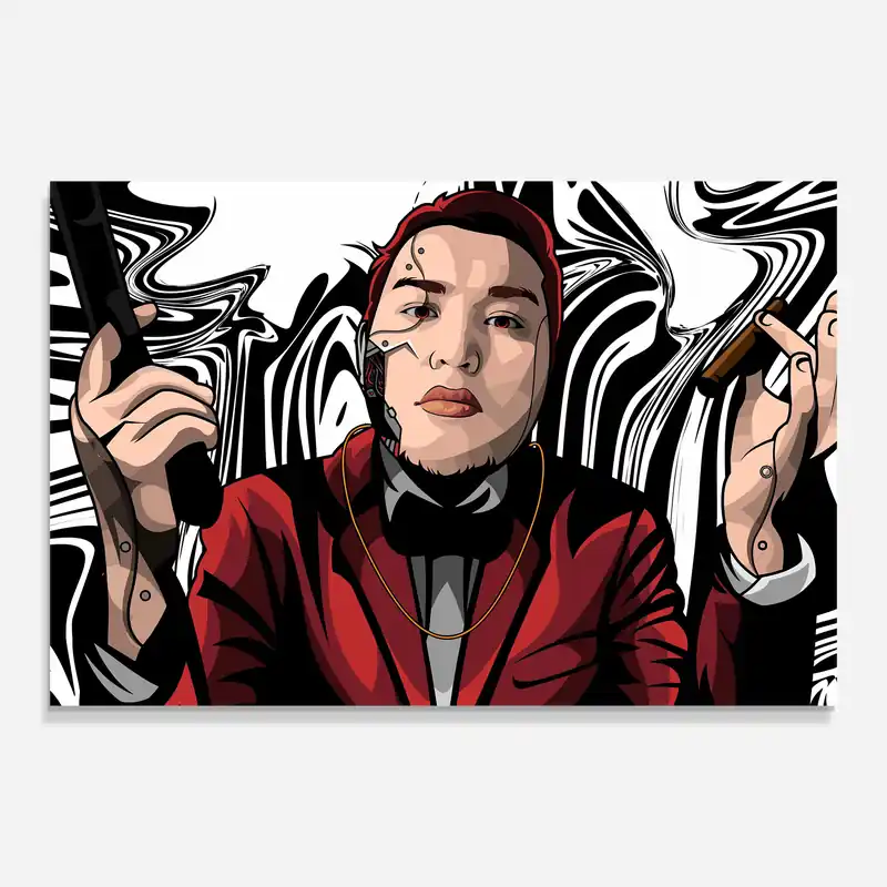Nur Für Kurze Zeit Glasbild Red Eyes Gun