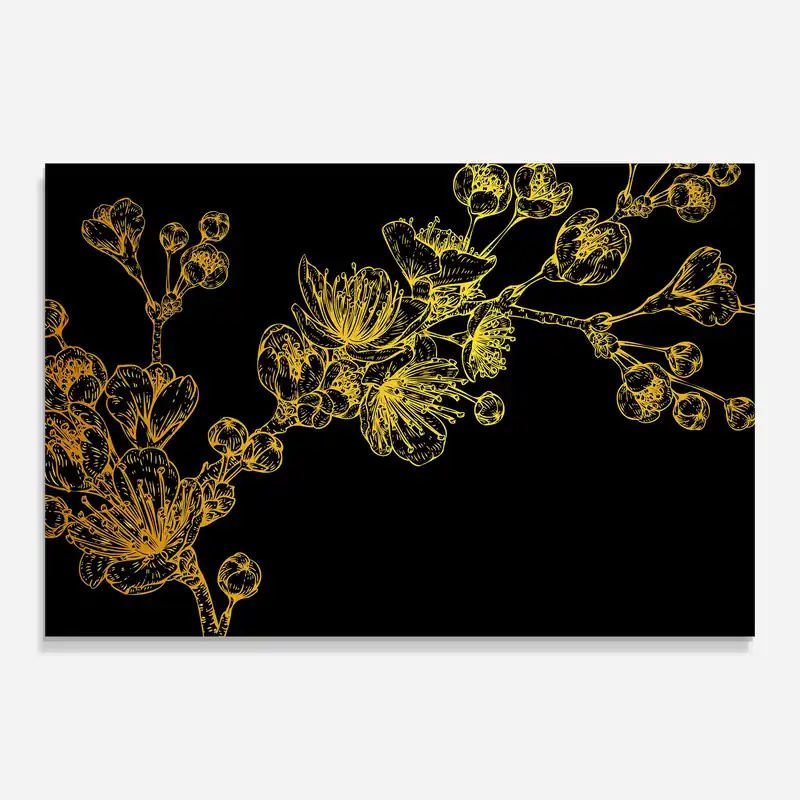 Glasbild Gold Blossom Flower Sichere Zahlung