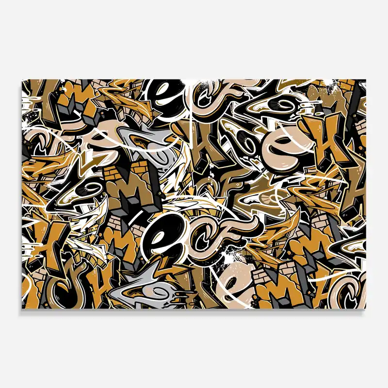 Glasbild Yellow White Graffiti Direktkauf