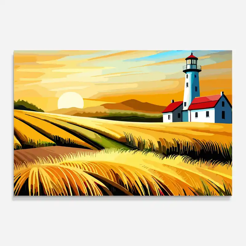 Gratis Versand Glasbild Rural Yellow Field