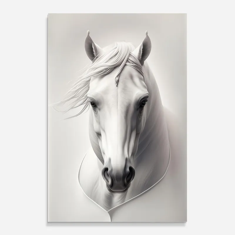 Aktuell Glasbild White Horse Portrait