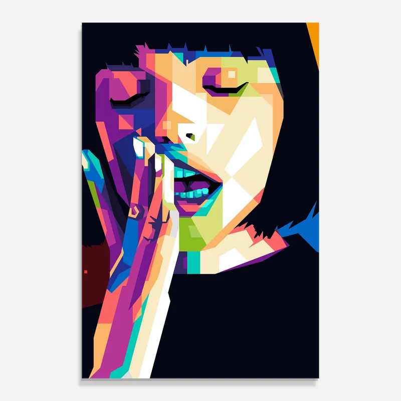 Letzte Chance Glasbild Polygonal Pretty Girl