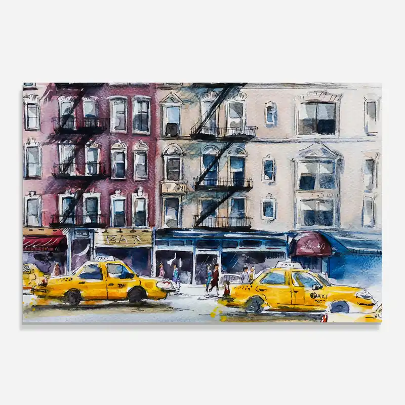 Echt Glasbild Newyork Taxi