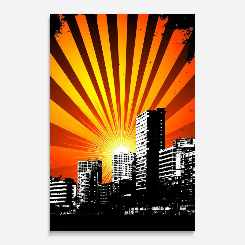 Glasbild Sunset Building Beliebt