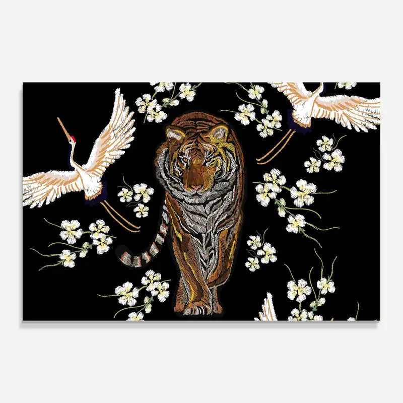 Glasbild Tiger Birds Art Letzte Chance