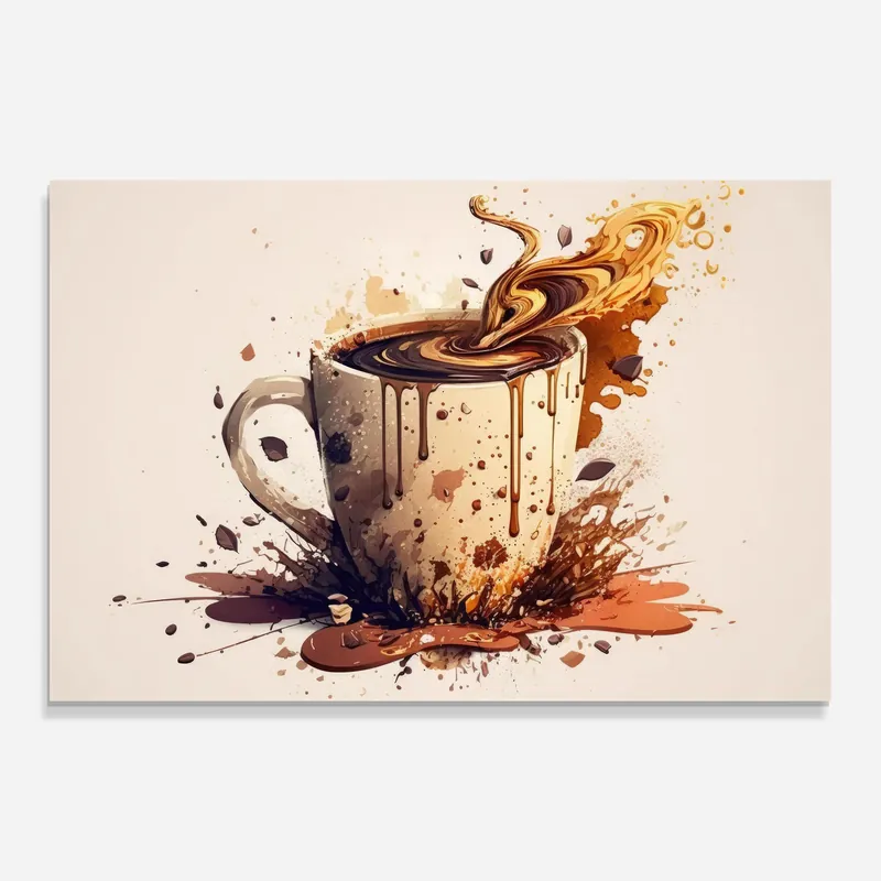 Glasbild Watercolor Cappuccino Jetzt Kaufen