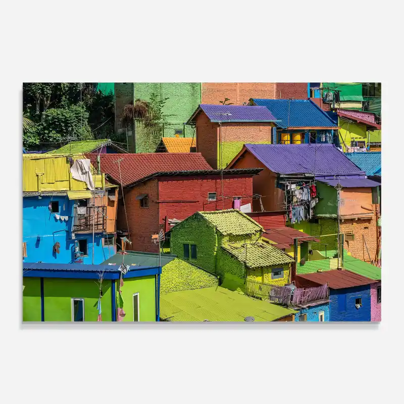 Wochenendangebot Glasbild Colorful Small Houses