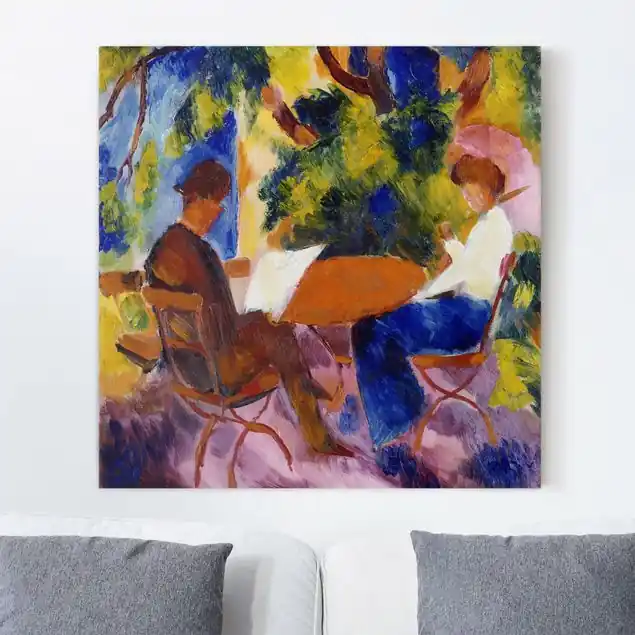 Jetzt Kaufen August Macke - Paar am Gartentisch Leinwandbild – Canvas