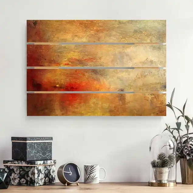 Highlight Joseph Mallord William Turner - Sonnenuntergang über einem See Holzbild Plankenoptik