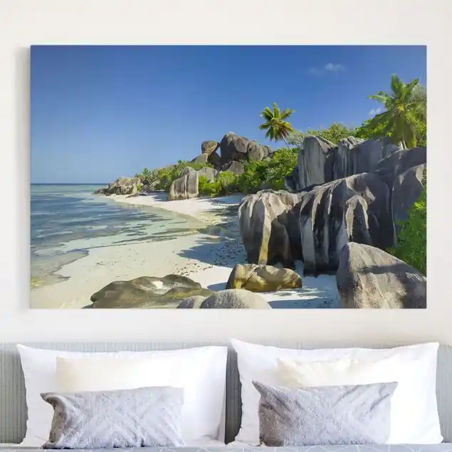 Online Kaufen Traumstrand Seychellen Leinwandbild – Canvas