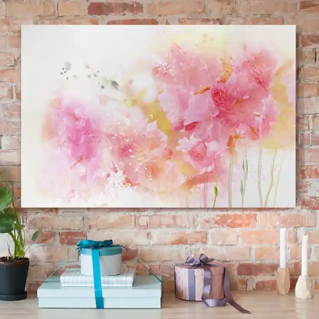 Wochenendangebot Aquarell Blumen Pfingstrosen                               Leinwandbild – Canvas