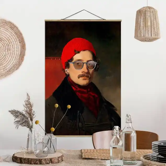 Abverkauf Portrait eines Hipsters Stoffbild