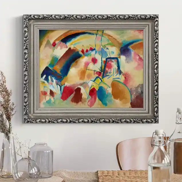 Top-Seller Wassily Kandinsky - Landschaft mit Kirche Gerahmtes Leinwandbild