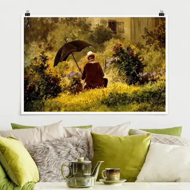 Markenware Carl Spitzweg - Der Maler im Garten Poster - Querformat