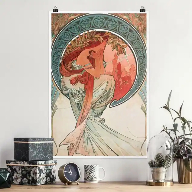 Alfons Mucha - Vier Künste - Die Poesie                               Poster - Hochformat Neuheit