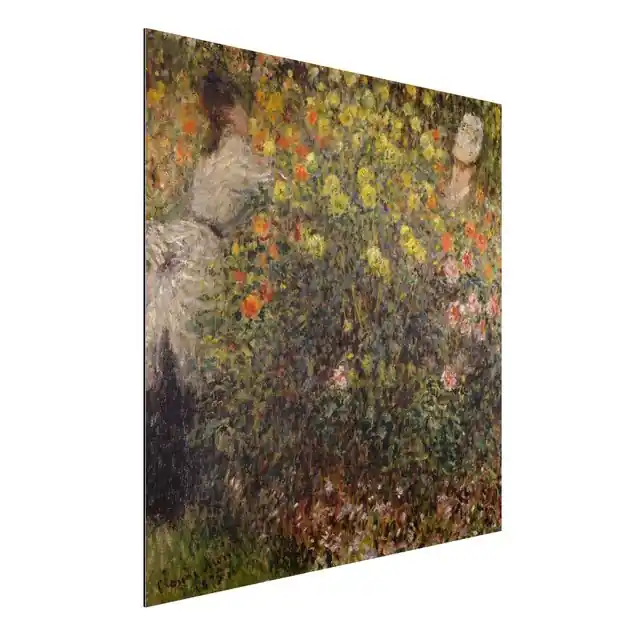 Claude Monet - Blumengarten Alu-Dibond Bild - Quadrat Kostenfreie Lieferung