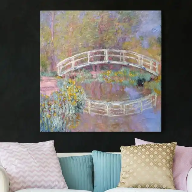 Zertifiziert Claude Monet - Brücke Monets Garten Leinwandbild – Canvas