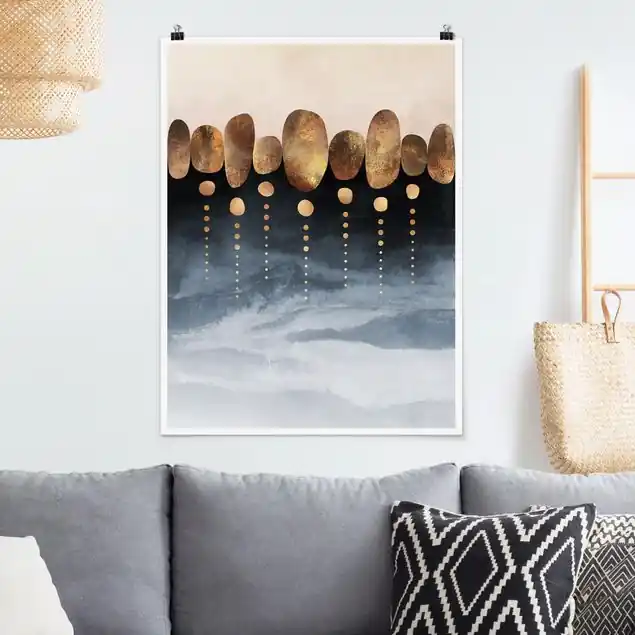 Abstrakte goldene Steine                               Poster - Hochformat Preisknaller