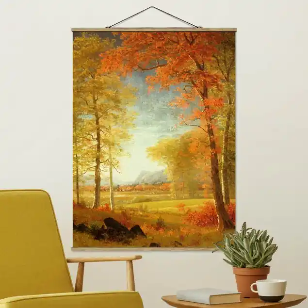 Albert Bierstadt - Herbst in Oneida County, New York Stoffbild - Hochformat Beliebt