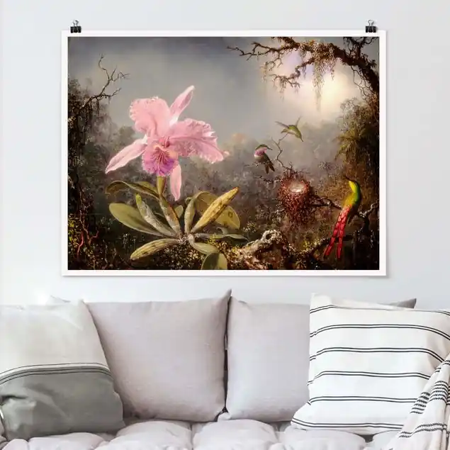 Abverkauf Martin Johnson Heade - Orchidee und drei Kolibris                               Poster
