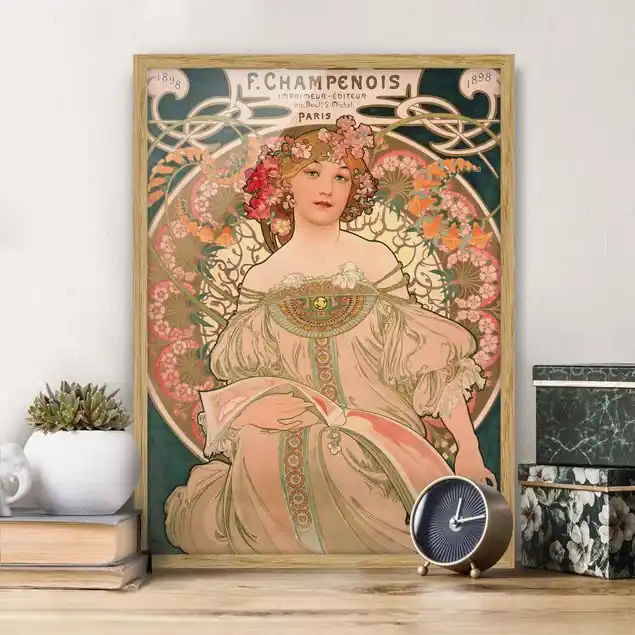 Alfons Mucha - Plakat für F. Champenois                               Bild mit Rahmen - Hochformat Echt
