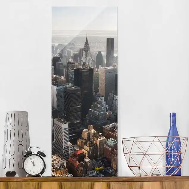 Zertifiziert Vom Empire State Building Upper Manhattan NY Glasbild - Hochformat