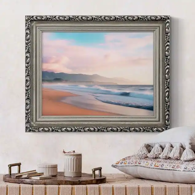 Aktuell Morgenruhe am Strand Gerahmtes Leinwandbild