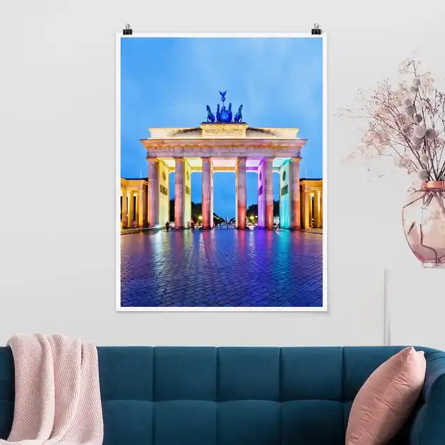 Wochenendangebot Erleuchtetes Brandenburger Tor Poster - Hochformat