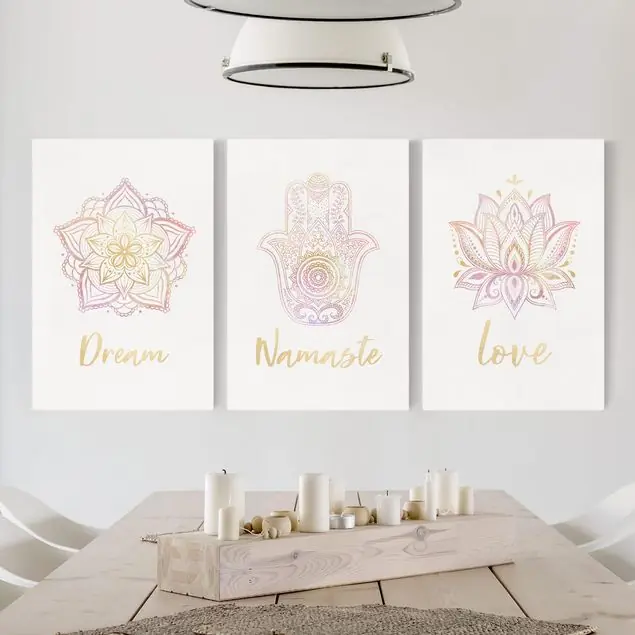 Aktuell Mandala Namaste Lotus Set gold rosa Leinwandbild – Canvas