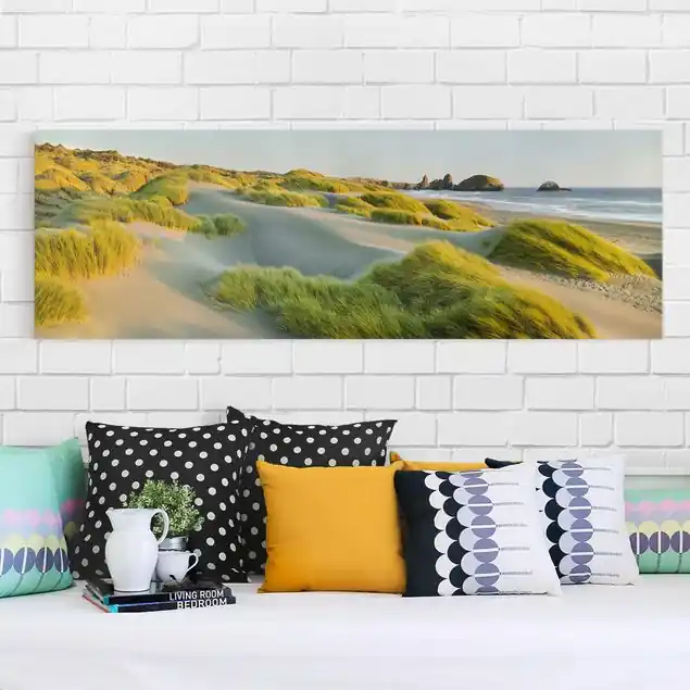 Zertifiziert Dünen und Gräser am Meer Leinwandbild – Canvas