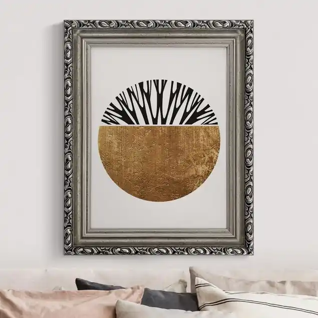 Abstrakte Formen - Goldener Kreis                               Gerahmtes Leinwandbild Top-Seller
