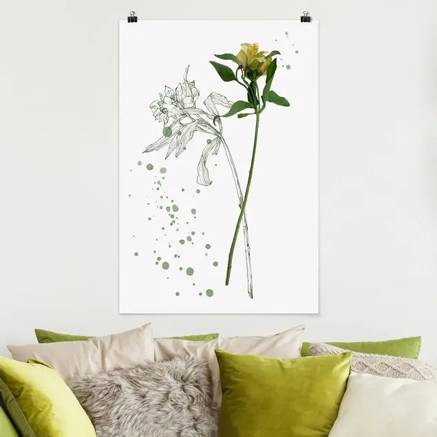 Botanisches Aquarell - Lilie Poster - Hochformat Aktuell