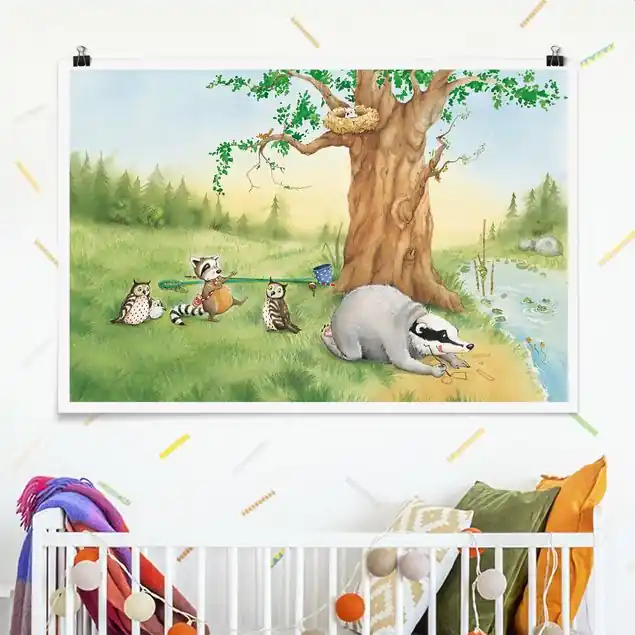 Wassili Waschbär - Sibelius plant den Fahrstuhlbau                               Poster - Querformat Direkt Vom Hersteller