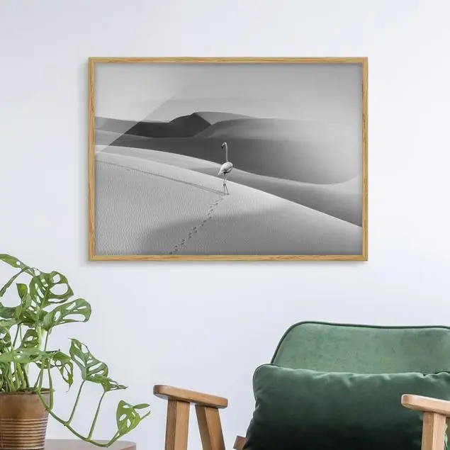 Neue Kollektion Flamingo in der Wüste Bild mit Rahmen