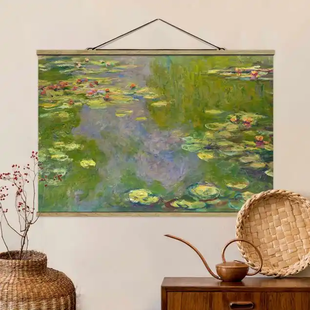 Claude Monet - Grüne Seerosen Stoffbild - Querformat Super-Preis