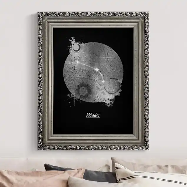 Sternzeichen Widder Silber Gerahmtes Leinwandbild Sale