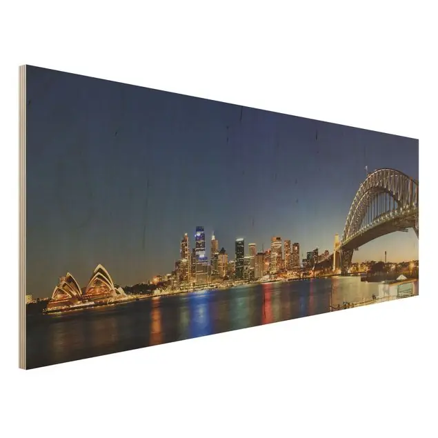 Kostenloser Versand Sydney at Night Holzbild - Panorama