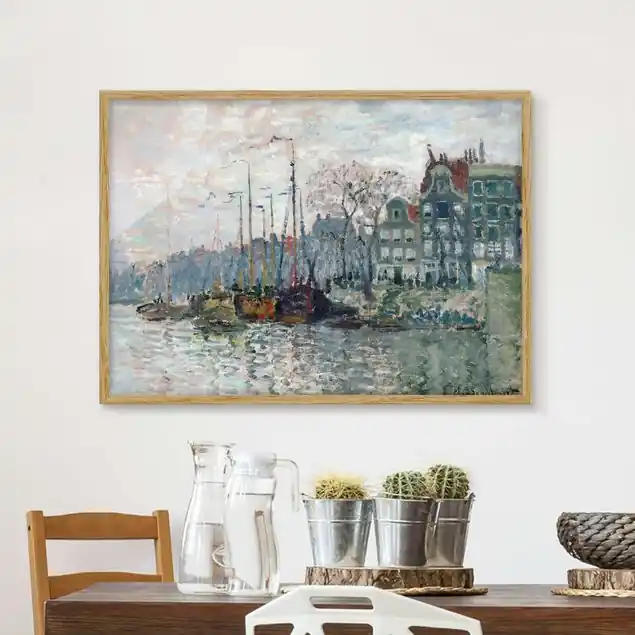 Zertifiziert Claude Monet - Kromme Waal Amsterdam Bild mit Rahmen - Querformat