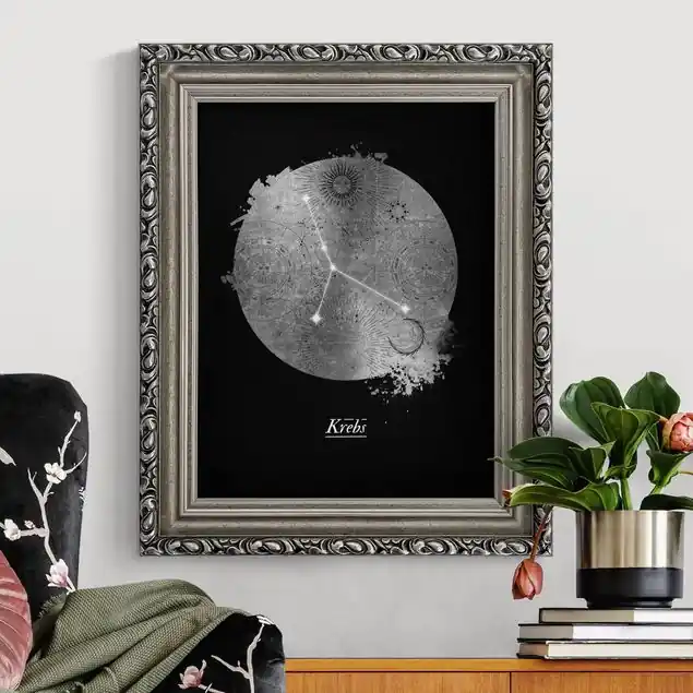 Nur Heute Sternzeichen Krebs Silber Gerahmtes Leinwandbild