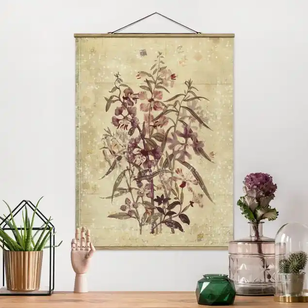 Abverkauf Vintage Florale Leinenoptik                               Stoffbild - Hochformat