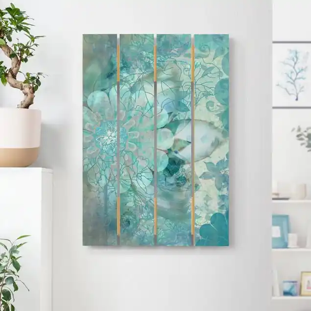 Winterblumen Holzbild Plankenoptik - Hochformat Jetzt Kaufen