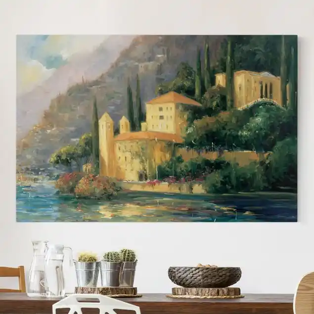 Direktkauf Italienische Landschaft - Landhaus Leinwandbild – Canvas